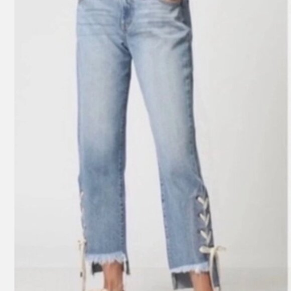 Hidden Jeans Denim - HIDDEN Tracey Lace Up High Rise Straight Jeans